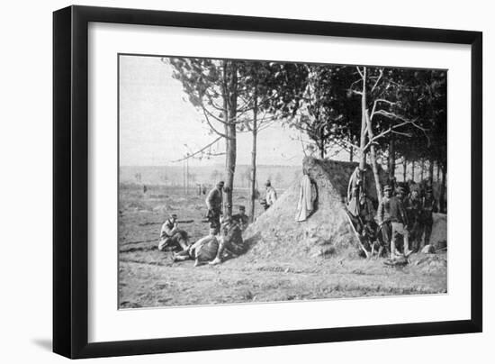 French Soldiers at Rest after Combat, Champagne Region, France, World War I, 1915-null-Framed Giclee Print
