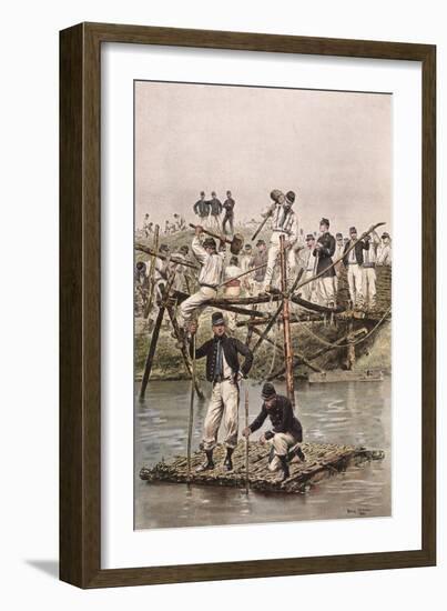 French Soldiers-Bridge-Edouard Detaille-Framed Art Print