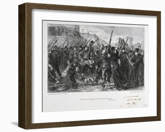 French Soldiers Departing for Buzenval, Siege of Paris, Franco-Prussian War, 18 January 1871-Auguste Bry-Framed Giclee Print