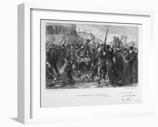 French Soldiers Departing for Buzenval, Siege of Paris, Franco-Prussian War, 18 January 1871-Auguste Bry-Framed Giclee Print