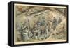 French Soldiers Eating in a Dugout, First World War-null-Framed Stretched Canvas