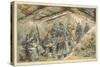 French Soldiers Eating in a Dugout, First World War-null-Stretched Canvas