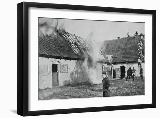 French Soldiers Fight a Fire Started by German Incendiary Bombs, Artois, World War I, 1915-null-Framed Giclee Print