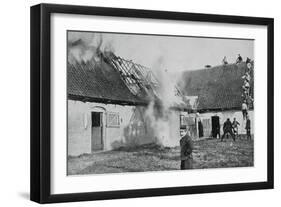 French Soldiers Fight a Fire Started by German Incendiary Bombs, Artois, World War I, 1915-null-Framed Giclee Print