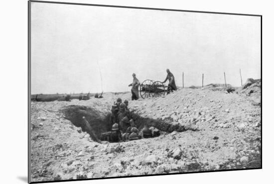 French Soldiers in a Foxhole, Second Battle of Champagne, France, September 25-November 6 1915-null-Mounted Giclee Print