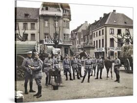 French Soldiers in the Marketplace at Ratingen, Following the Occupation of the Rhineland…-French Photographer-Stretched Canvas