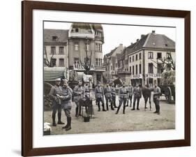 French Soldiers in the Marketplace at Ratingen, Following the Occupation of the Rhineland…-French Photographer-Framed Giclee Print