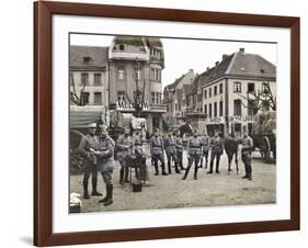 French Soldiers in the Marketplace at Ratingen, Following the Occupation of the Rhineland…-French Photographer-Framed Giclee Print