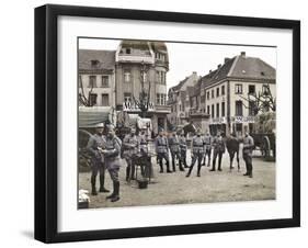 French Soldiers in the Marketplace at Ratingen, Following the Occupation of the Rhineland…-French Photographer-Framed Giclee Print