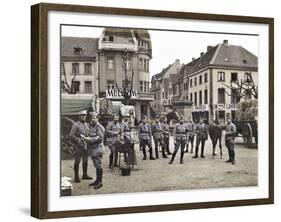 French Soldiers in the Marketplace at Ratingen, Following the Occupation of the Rhineland…-French Photographer-Framed Giclee Print