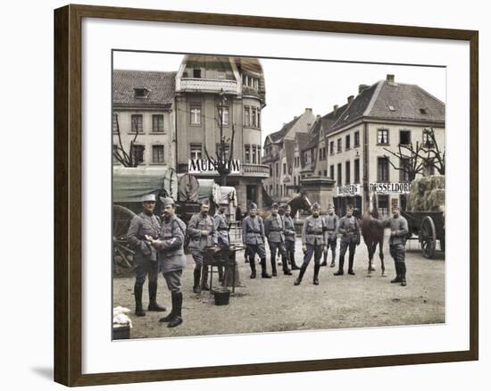 French Soldiers in the Marketplace at Ratingen, Following the Occupation of the Rhineland…-French Photographer-Framed Giclee Print