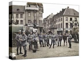 French Soldiers in the Marketplace at Ratingen, Following the Occupation of the Rhineland…-French Photographer-Stretched Canvas