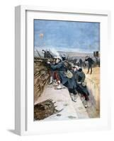 French Soldiers on Trench Warfare Manoeuvres, 1894-Lionel Noel Royer-Framed Giclee Print