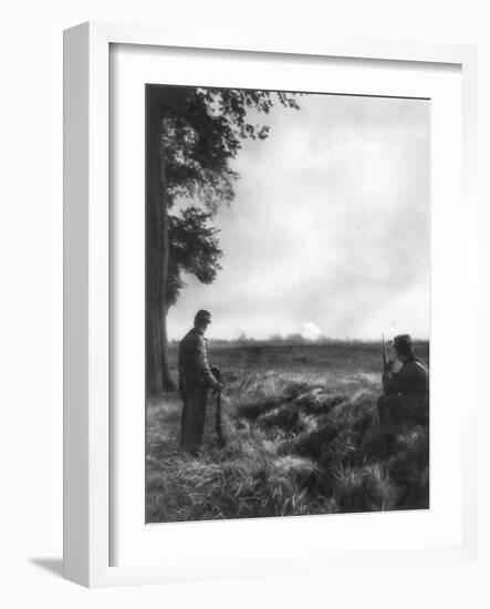 French Soldiers Watching Artillery Fire, 1st Battle of the Marne, France, 5-12 September 1914-null-Framed Giclee Print