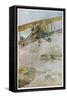 French Spad Aircraft on Patrol-Francois Flameng-Framed Stretched Canvas