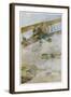 French Spad Aircraft on Patrol-Francois Flameng-Framed Art Print