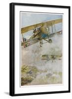 French Spad Aircraft on Patrol-Francois Flameng-Framed Art Print