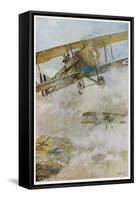 French Spad Aircraft on Patrol-Francois Flameng-Framed Stretched Canvas