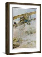 French Spad Aircraft on Patrol-Francois Flameng-Framed Art Print