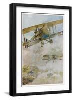 French Spad Aircraft on Patrol-Francois Flameng-Framed Art Print