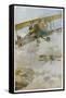 French Spad Aircraft on Patrol-Francois Flameng-Framed Stretched Canvas