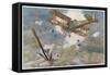 French "Spad" Shoots Down a German Plane-Francois Flameng-Framed Stretched Canvas