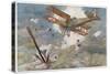 French "Spad" Shoots Down a German Plane-Francois Flameng-Stretched Canvas