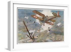 French "Spad" Shoots Down a German Plane-Francois Flameng-Framed Art Print