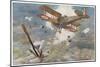 French "Spad" Shoots Down a German Plane-Francois Flameng-Mounted Art Print