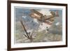 French "Spad" Shoots Down a German Plane-Francois Flameng-Framed Art Print