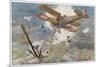 French "Spad" Shoots Down a German Plane-Francois Flameng-Mounted Art Print