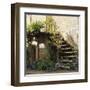 French Staircase with Flowers II-Marilyn Dunlap-Framed Art Print