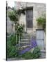 French Staircase with Flowers-Marilyn Dunlap-Stretched Canvas