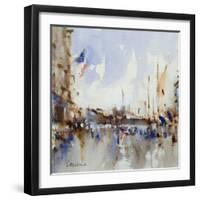 French Street Scene (W/C on Paper)-Laurence Fish-Framed Giclee Print