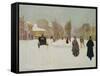 French Street Scene with Snow-Norbert Goeneutte-Framed Stretched Canvas