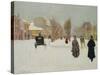 French Street Scene with Snow-Norbert Goeneutte-Stretched Canvas