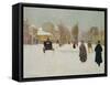 French Street Scene with Snow-Norbert Goeneutte-Framed Stretched Canvas