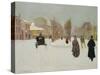 French Street Scene with Snow-Norbert Goeneutte-Stretched Canvas