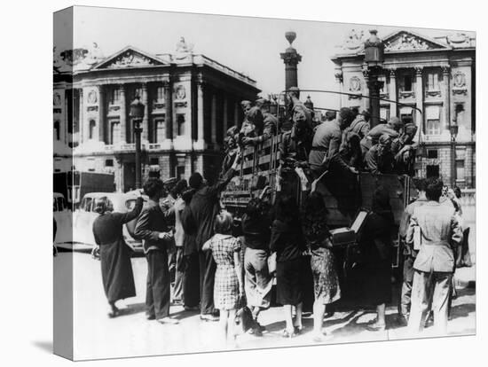 French Street Sellers Offering Souvenirs to a Truckload of German Soldiers, Paris, 27 July 1940-null-Stretched Canvas