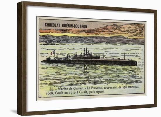 French Submarine Pluviose, 1908-null-Framed Giclee Print