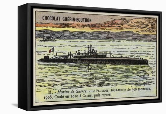 French Submarine Pluviose, 1908-null-Framed Stretched Canvas