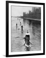 French Submarine 'Saphir' (Q4) and Five Others Moving from Gravesend to London, July 1909-null-Framed Giclee Print