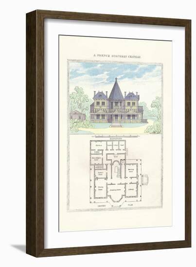 French Suburban Chateau-Richard Brown-Framed Art Print