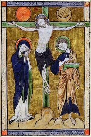 The Crucifixion, from a Psalter, C.1215 (Vellum)