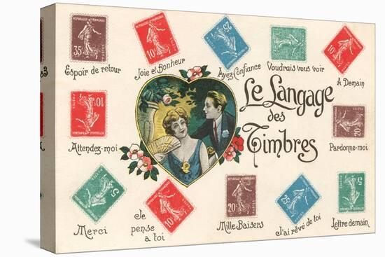 French, the Language of Stamps-null-Stretched Canvas