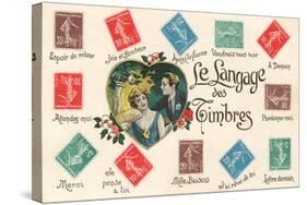 French, the Language of Stamps-null-Stretched Canvas