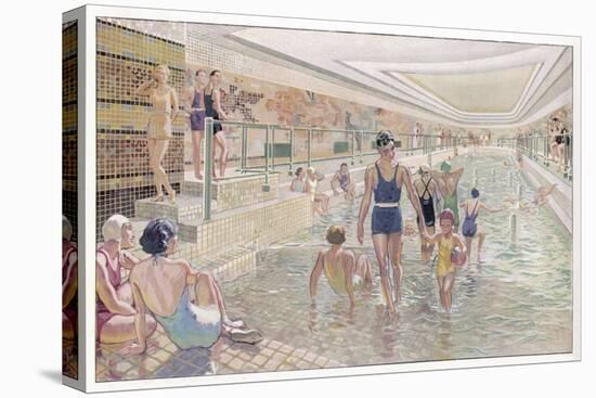 French Transatlantic Liner, The First Class Swimming Pool-Albert Sebille-Stretched Canvas