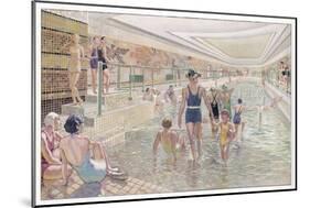 French Transatlantic Liner, The First Class Swimming Pool-Albert Sebille-Mounted Art Print