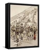 French Troops on the March, 1886-Jean Baptiste Lallemand-Framed Stretched Canvas