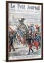 French Troops Parading Past the Monument to the Battle of Waterloo, 1904-null-Framed Giclee Print